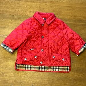 Burberry Red Quilted Jacket (size 6 months)